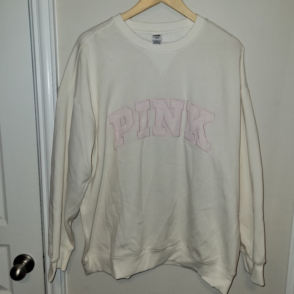 PINK Victoria's Secret Sweaters - PINK Victoria's Secret Cream Crewneck Sweater